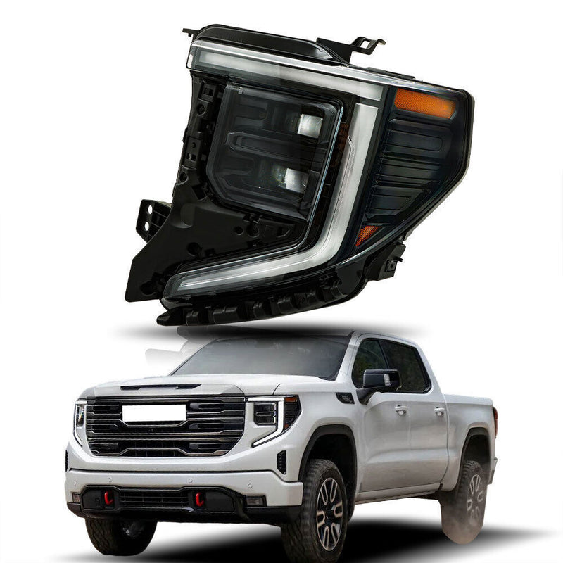 DURAFORCE Left Headlight For 2022-2024 GMC Sierra 1500 Elevation/Pro/SLE LED Black