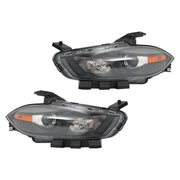DURAFORCE Left+Right Headlight For 2013-2016 Dodge Dart Halogen Projector Black