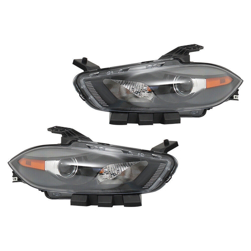 DURAFORCE Left+Right Headlight For 2013-2016 Dodge Dart Halogen Projector Black