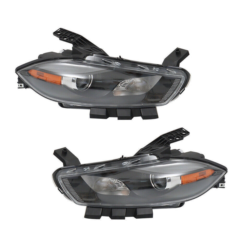 DURAFORCE Left+Right Headlight For 2013-2016 Dodge Dart Halogen Projector Black