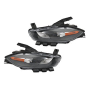 DURAFORCE Left+Right Headlight For 2013-2016 Dodge Dart Halogen Projector Black