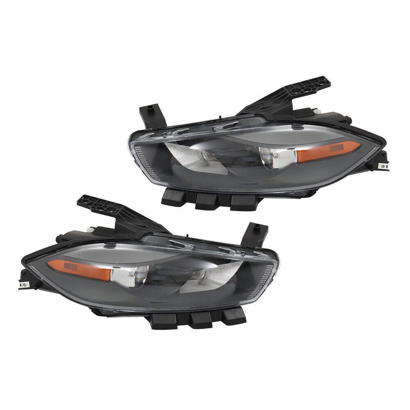 DURAFORCE Left+Right Headlight For 2013-2016 Dodge Dart Halogen Projector Black