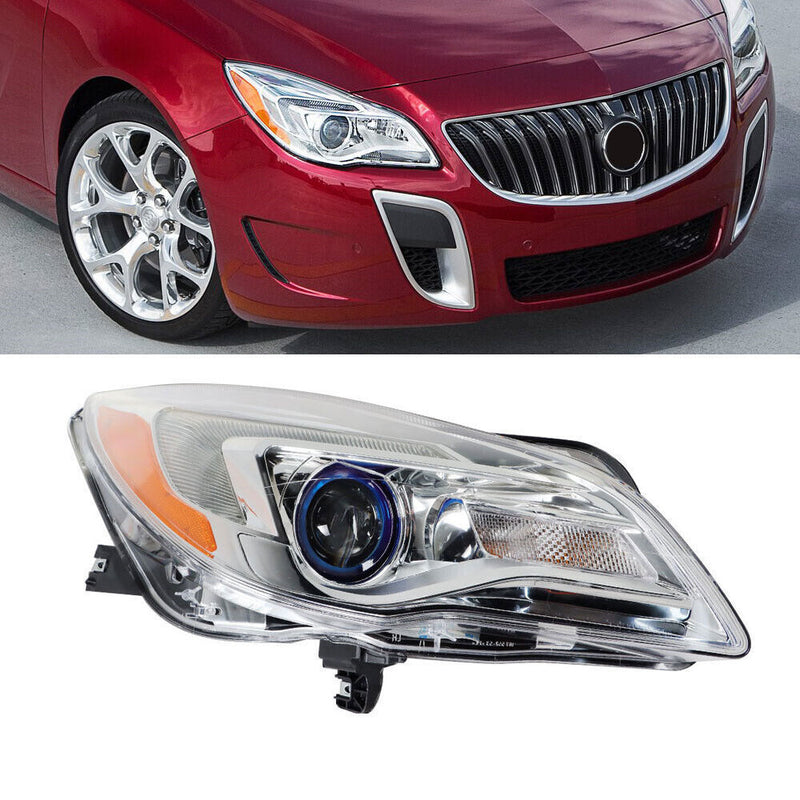 DURAFORCE Right Headlight For 2014-2017 Buick Regal Halogen Chrome Housing Clear