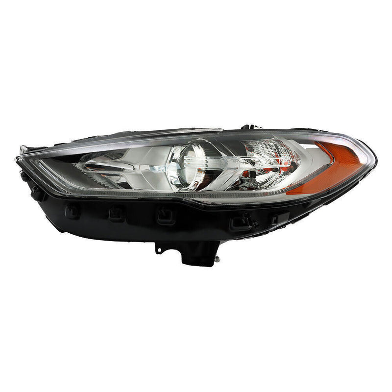 DURAFORCE Left Headlight For 2017 2018 2019 Ford Fusion Chrome Housing w/ LED DRL