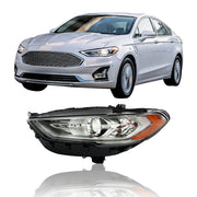 DURAFORCE Left Headlight For 2017 2018 2019 Ford Fusion Chrome Housing w/ LED DRL