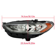 DURAFORCE Left Headlight For 2017 2018 2019 Ford Fusion Chrome Housing w/ LED DRL