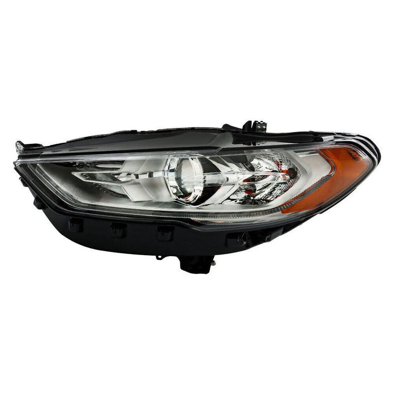 DURAFORCE Left Headlight For 2017 2018 2019 Ford Fusion Chrome Housing w/ LED DRL