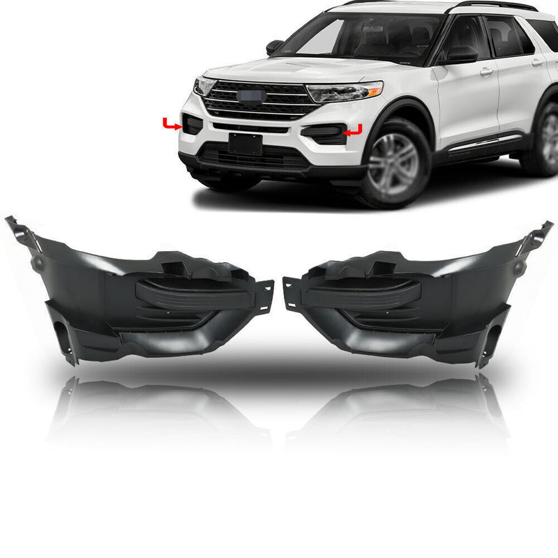 DURAFORCE Left+Right Side Fog Light Cover Trims For 2020-2022 Ford Explorer Black