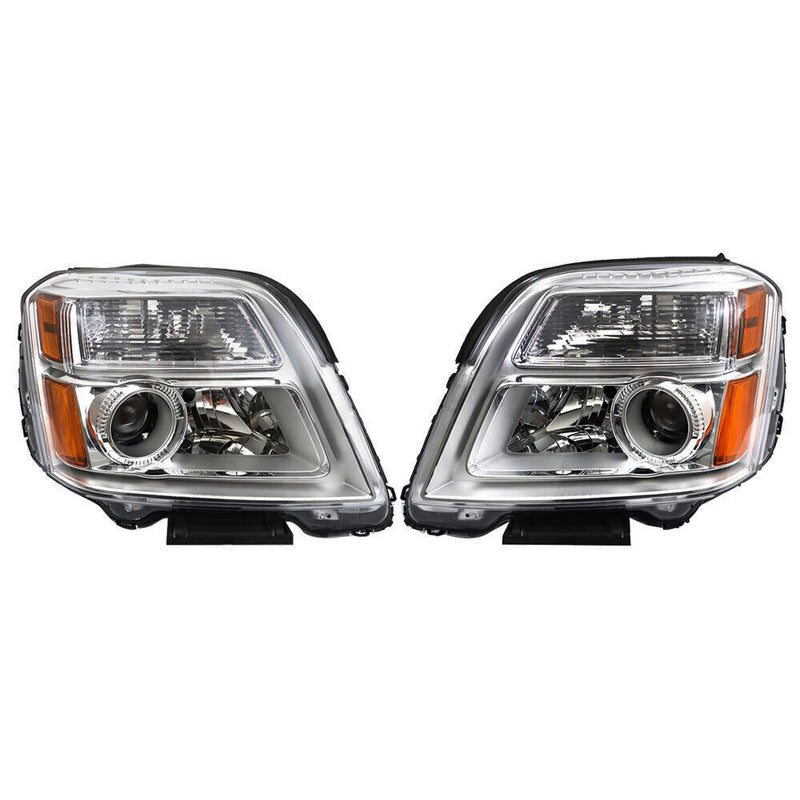 DURAFORCE Left&Right Headlight For 2010-2015 GMC Terrain SL/SLT/SLE Chrome Halogen