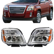 DURAFORCE Left&Right Headlight For 2010-2015 GMC Terrain SL/SLT/SLE Chrome Halogen