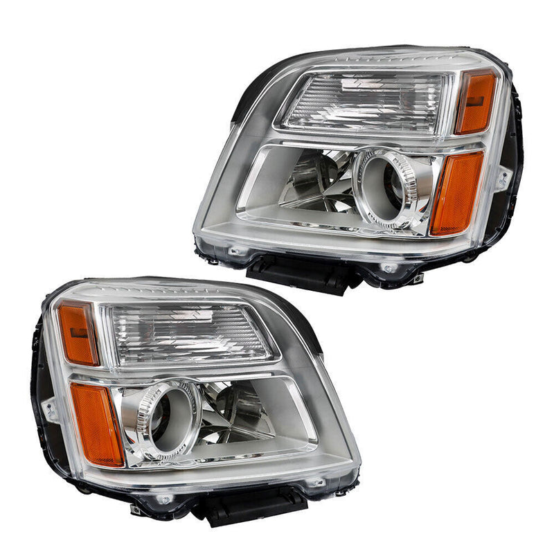 DURAFORCE Left&Right Headlight For 2010-2015 GMC Terrain SL/SLT/SLE Chrome Halogen