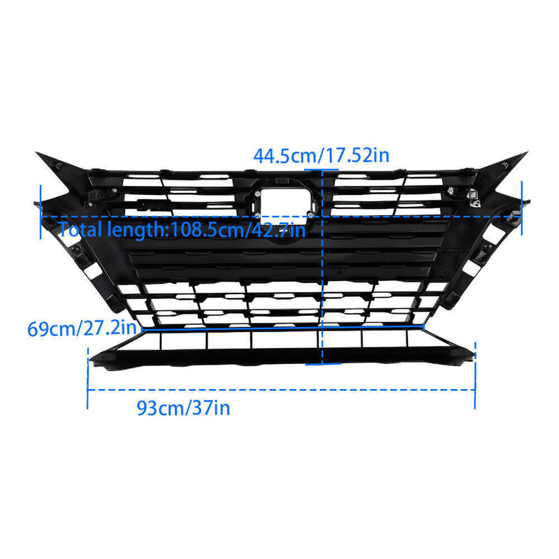 DURAFORCE Front Bumper Upper Grille For Nissan Altima SR 2023 2024 Plastic Black