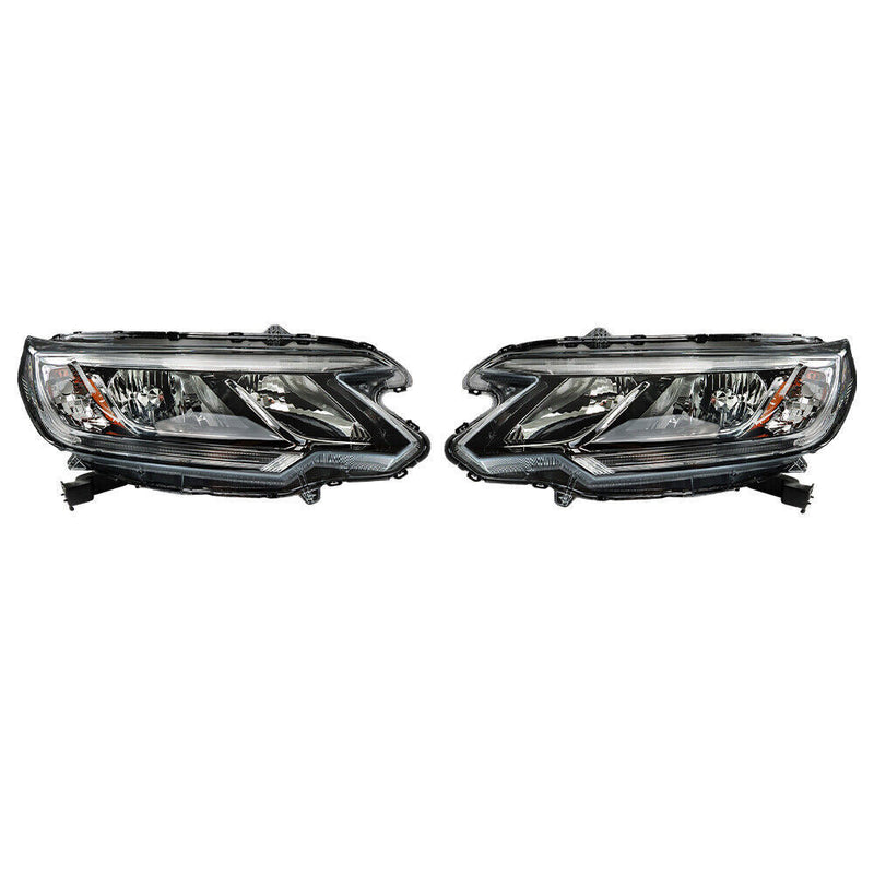 DURAFORCE Right&Left Side Headlights For 2015-2016 Honda CR-V Clear Halogen W/DRL