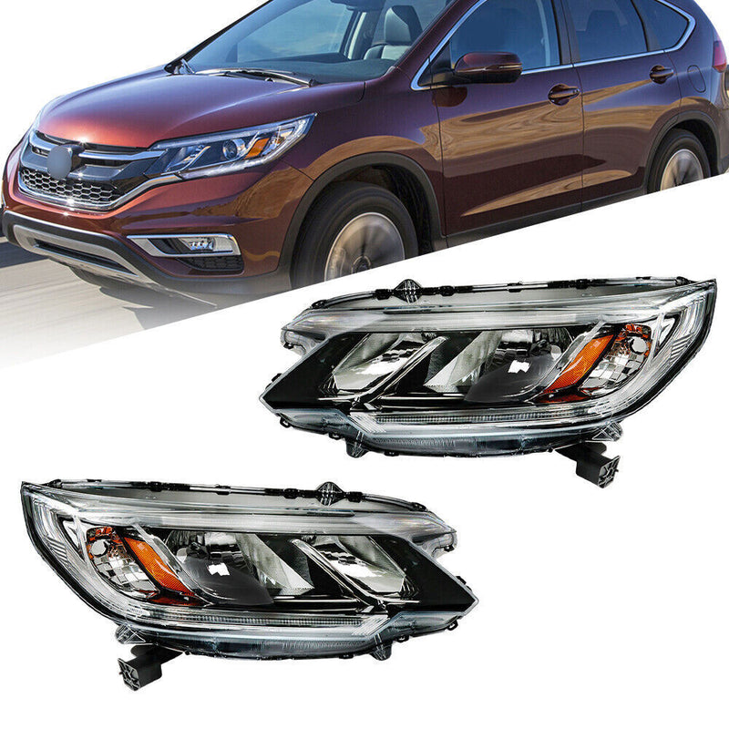DURAFORCE Right&Left Side Headlights For 2015-2016 Honda CR-V Clear Halogen W/DRL