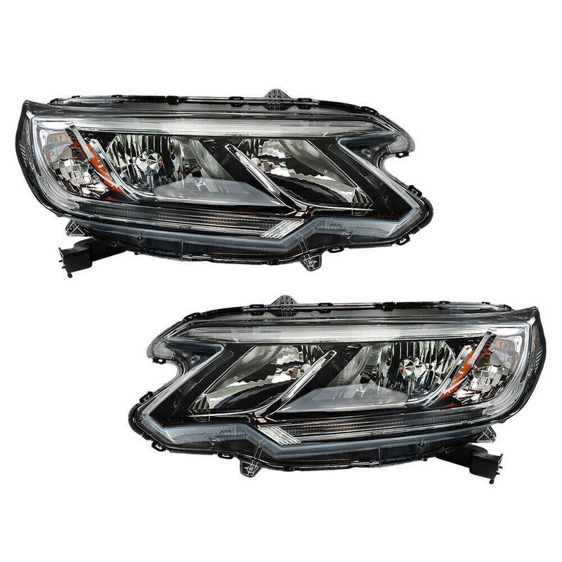 DURAFORCE Right&Left Side Headlights For 2015-2016 Honda CR-V Clear Halogen W/DRL