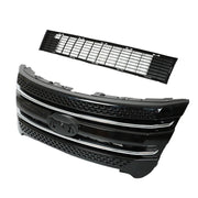 DURAFORCE Front Bumper Upper Grille Assembly Glossy Black For 11-15 Ford Explorer