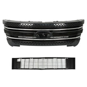 DURAFORCE Front Bumper Upper Grille Assembly Glossy Black For 11-15 Ford Explorer