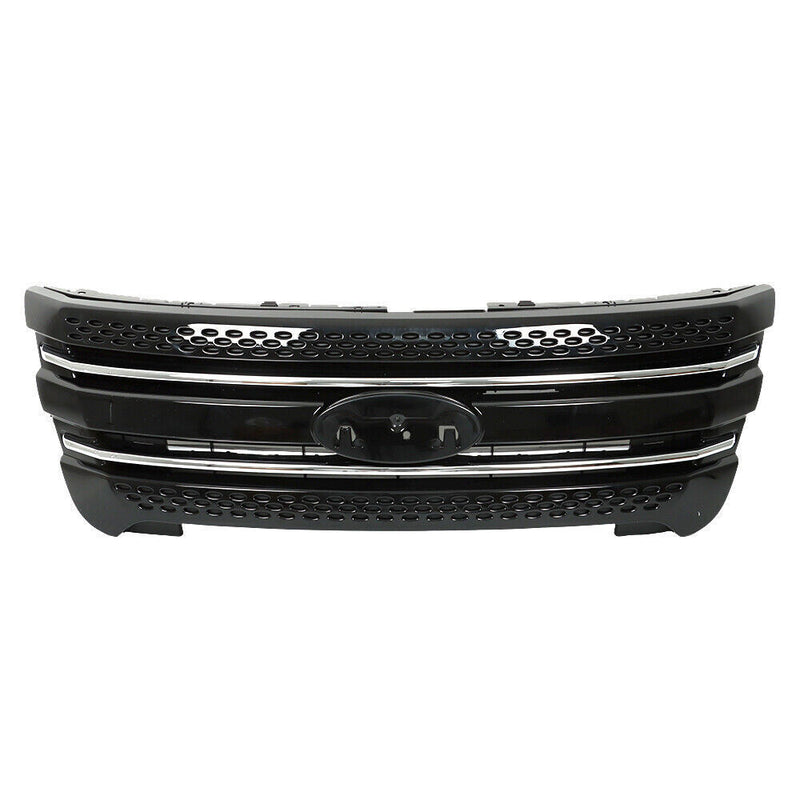 DURAFORCE Front Bumper Upper Grille Assembly Glossy Black For 11-15 Ford Explorer