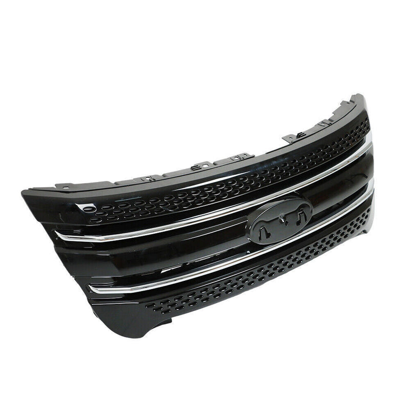 DURAFORCE Front Bumper Upper Grille Assembly Glossy Black For 11-15 Ford Explorer