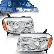 DURAFORCE Left+Right Halogen Headlights Assembly For 2009-2011 Honda Pilot Chrome