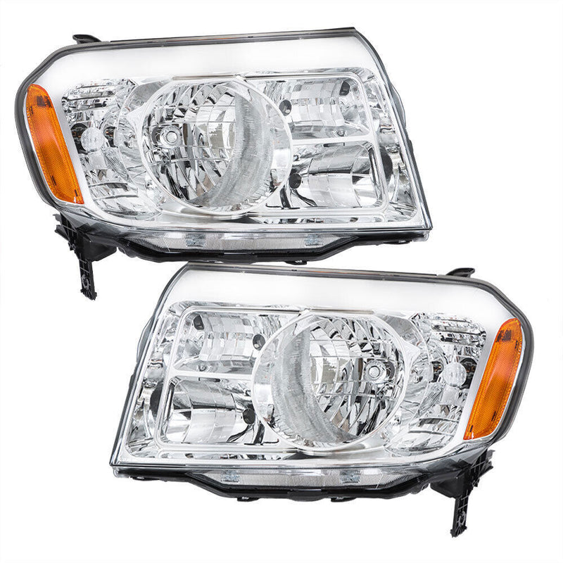 DURAFORCE Left+Right Halogen Headlights Assembly For 2009-2011 Honda Pilot Chrome