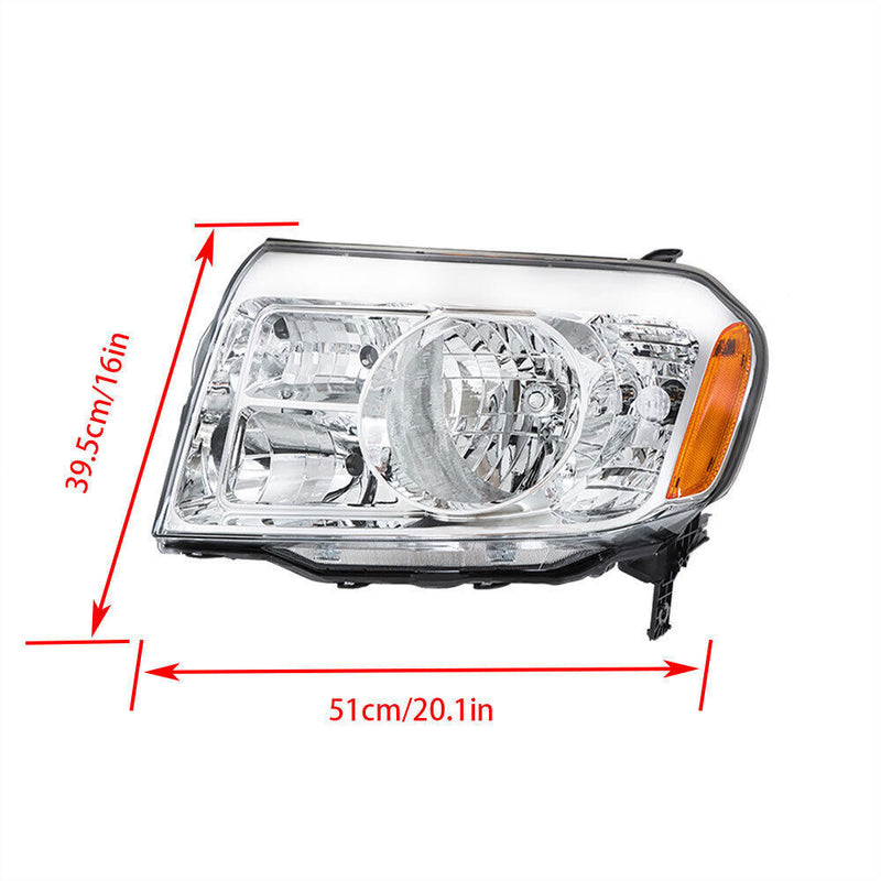 DURAFORCE Left+Right Halogen Headlights Assembly For 2009-2011 Honda Pilot Chrome
