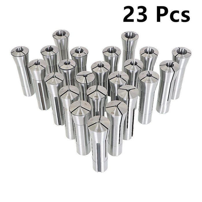 DURAFORCE 23Pcs R8 Collet Set Fractional 1/16" To 3/4" High Precision For Bridgeport