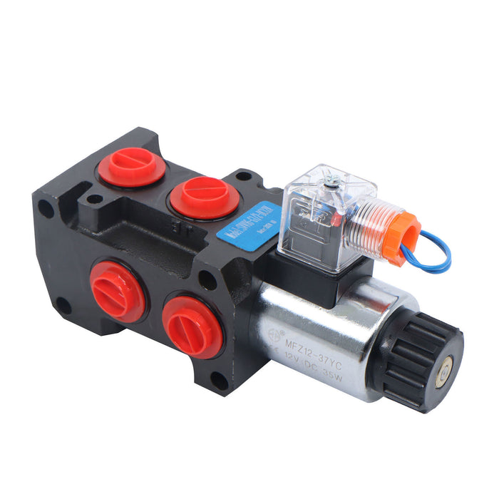 DURAFORCE 13GPM #10 SAE 6 Port 12V DC Hydraulic Solenoid Selector Diverter Valve 3Plug