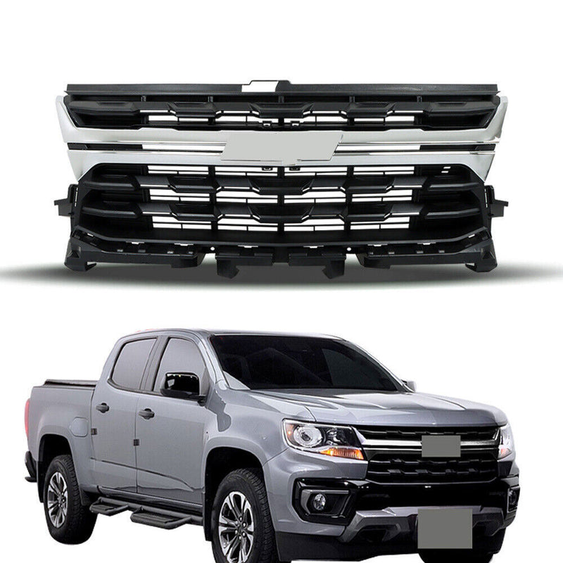 DURAFORCE Front Upper Grille With Chrome Trim For 2021-2022 Chevrolet Colorado