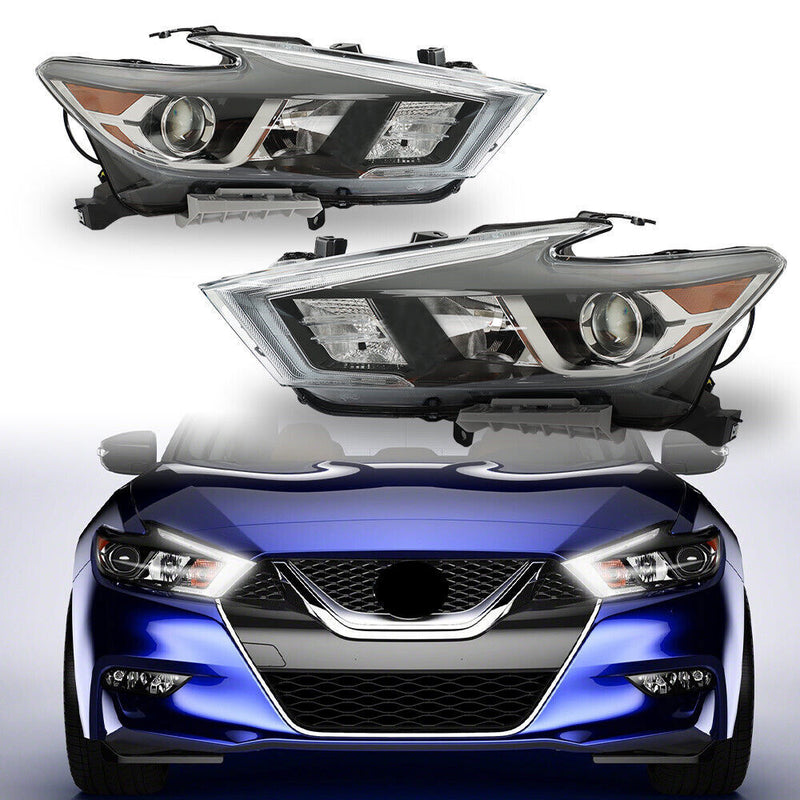 DURAFORCE Right+Left Headlight For 2016-18 Nissan Maxima S SL SV Halogen w/LED DRL