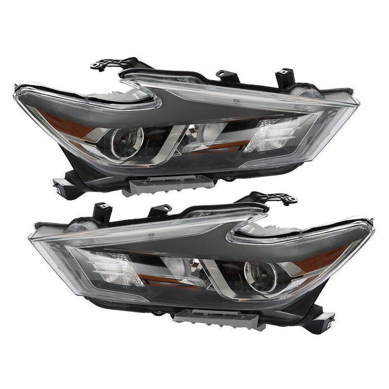 DURAFORCE Right+Left Headlight For 2016-18 Nissan Maxima S SL SV Halogen w/LED DRL