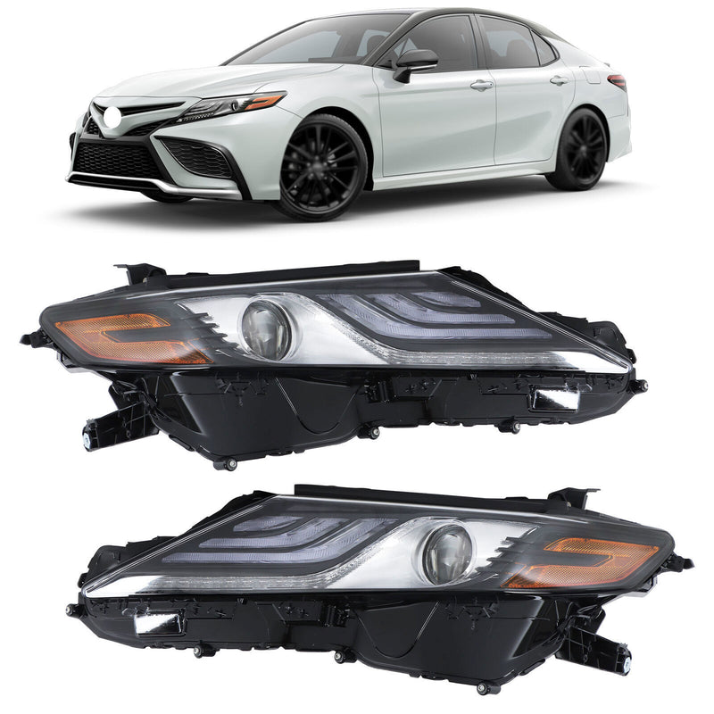 DURAFORCE Left+Right Headlight For 2021 2022 Toyota Camry XSE XLE Full LED Black