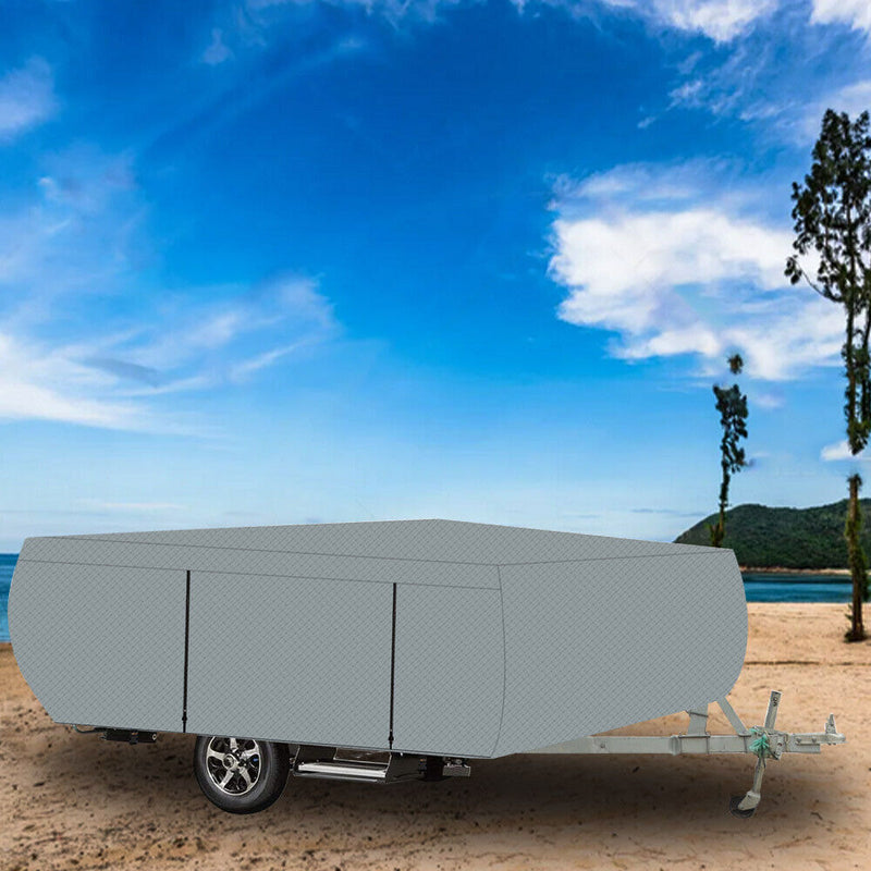 DURAFORCE 8-10 FT Trailers Waterproof RV Trailer Cover For Folding Pop Up Camper