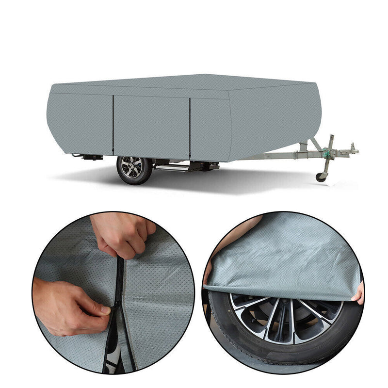 DURAFORCE 8-10 FT Trailers Waterproof RV Trailer Cover For Folding Pop Up Camper