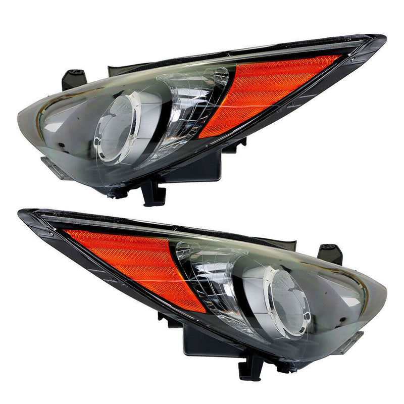 DURAFORCE Right+Left Headlight For 2011-14 Sonata Halogen Black Housing Clear Lens