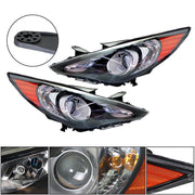 DURAFORCE Right+Left Headlight For 2011-14 Sonata Halogen Black Housing Clear Lens