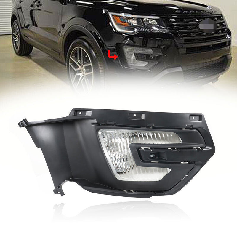 DURAFORCE Right Side Front Fog Light For 2016-2017 Ford Explorer Halogen W/Bezel