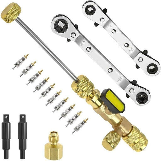 DURAFORCE New Valve Core Remover Installer Tool & HVAC Service Wrench Set 1/4 & 5/16 Port