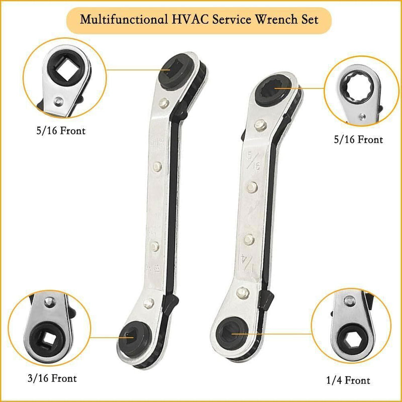 DURAFORCE New Valve Core Remover Installer Tool & HVAC Service Wrench Set 1/4 & 5/16 Port