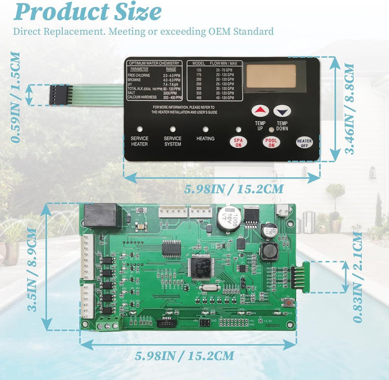 DURAFORCE For Pentair Master Temp 400 42002-0007S Control Board Kit w/ 472610Z Switch Pad