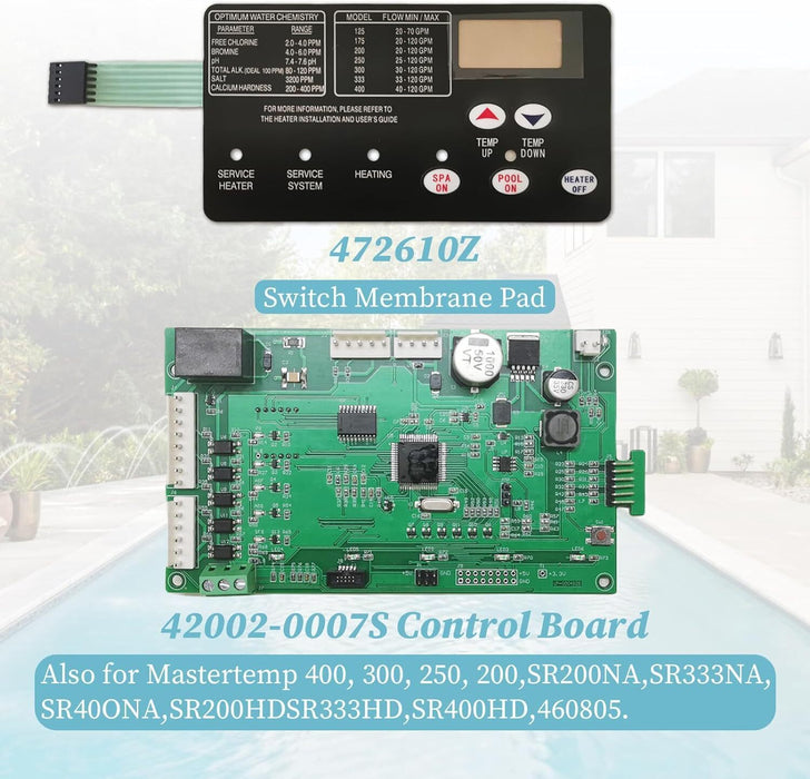 DURAFORCE For Pentair MasterTemp NA/LP Control Board Kit w/ 472610Z Switch Pad 42002-0007S