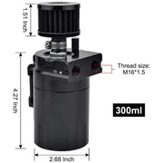 DURAFORCE Universal Oil Catch Can Reservoir Tank Kit With Breather Filter + NBR Fuel Hose