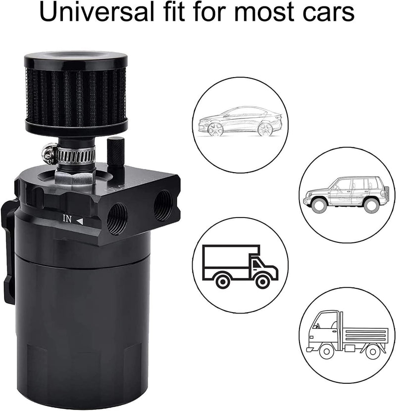 DURAFORCE Universal Oil Catch Can Reservoir Tank Kit With Breather Filter + NBR Fuel Hose