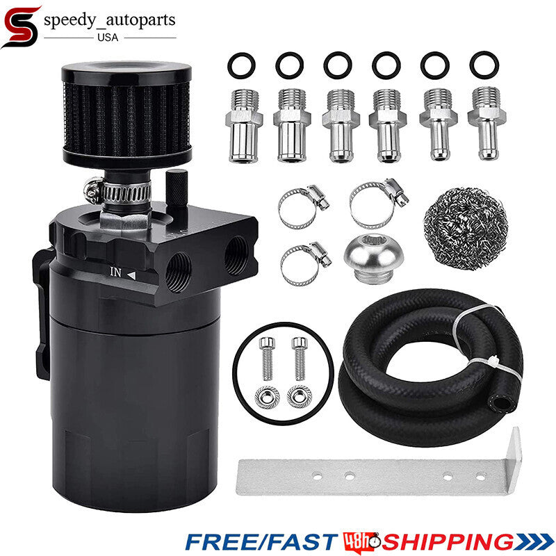 DURAFORCE Universal Oil Catch Can Reservoir Tank Kit With Breather Filter + NBR Fuel Hose