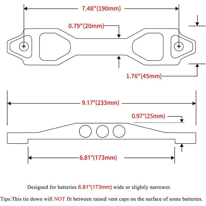 DURAFORCE Car Battery Tie Down Bracket With Stainless Steel J bolts Hold Down Sets Sliver