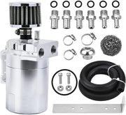 DURAFORCE Universal Baffled Oil Catch Can Tank Kit with Breather Filter 3/8" NBR Fuel Line