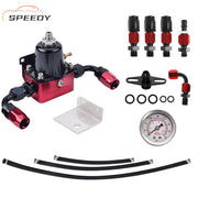 DURAFORCE Universal Fuel Pressure Regulator Kit 100psi Gage AN6 ORB Fitting Connectors