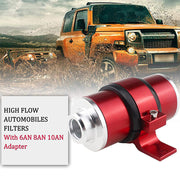 DURAFORCE AN6 AN8 AN10 Inline Fuel Gas Petrol Filter with Bracket Cleaner 30 Micron Red