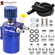 DURAFORCE Engine Oil Catch Can Tank Kit with Breather Filter 300ml Aluminum Polish Blue