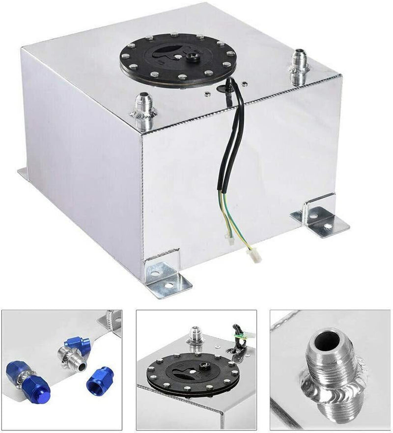 DURAFORCE 8 Gallon 30.5L Fuel Cell Tank Polished Aluminum Racing Drift with Level Sender